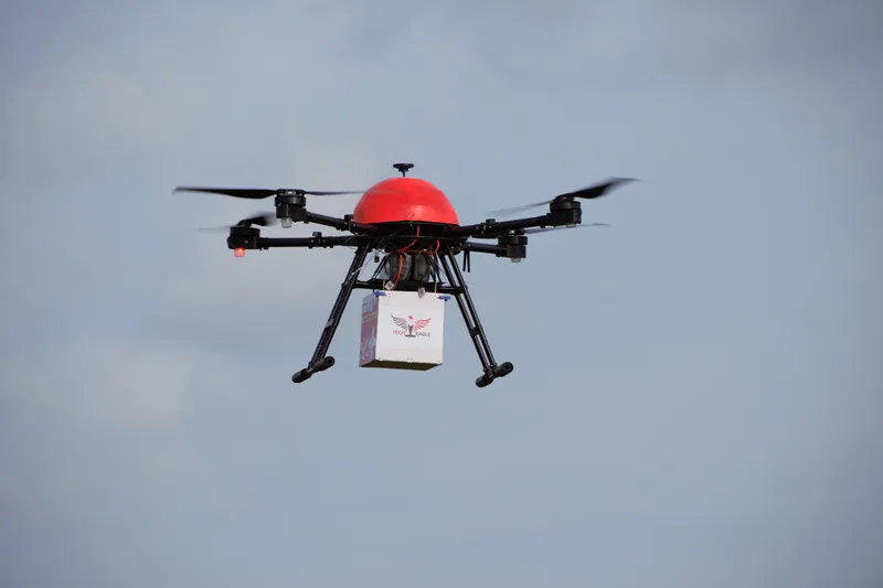 Drone being used for delivery