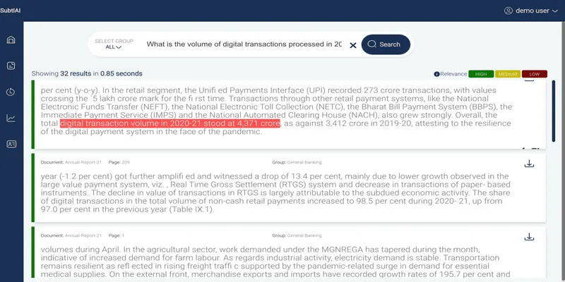 Snapshot of Subtl.ai software