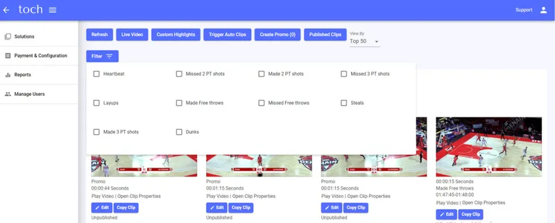 Toch.ai dashboard