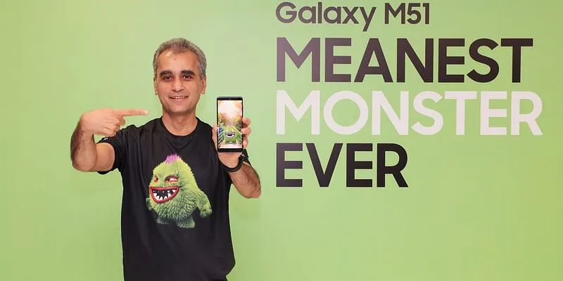 Asim Warsi, Senior Vice President, Samsung India, presenting the Galaxy M51