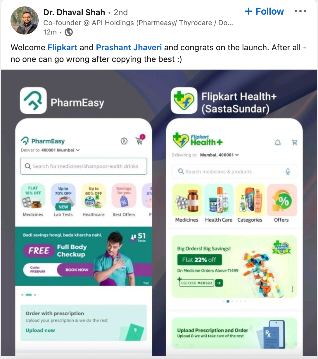 Pharmeasy Flipkart Health+