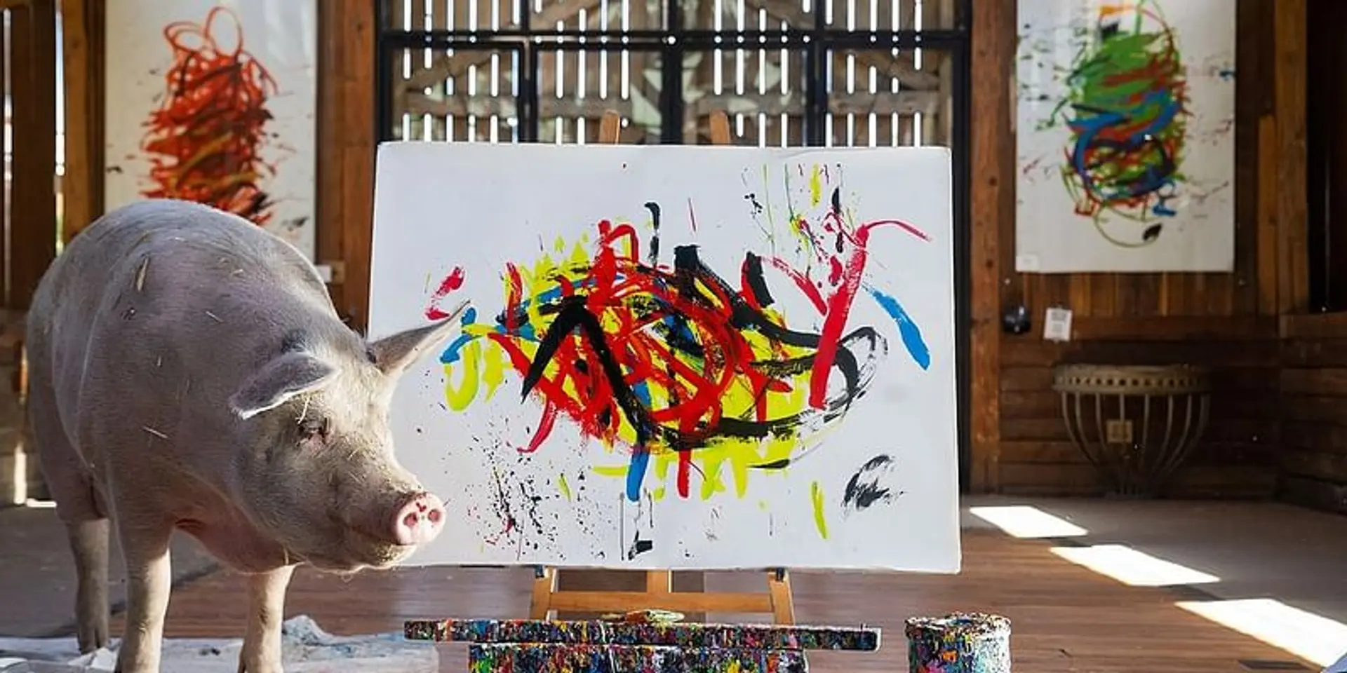 Meet Pigcasso: A Painting Pig Whose Art Sold for Over $1 Million