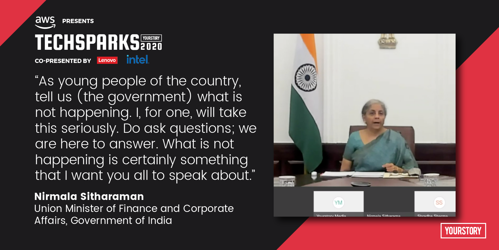 [TechSparks 2020] FM Nirmala Sitharaman lauds businesses for resilience amidst COVID-19; says government here to listen and do what India needs