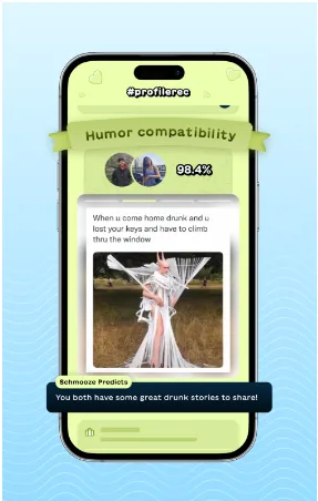 Schmooze, dating app, memes