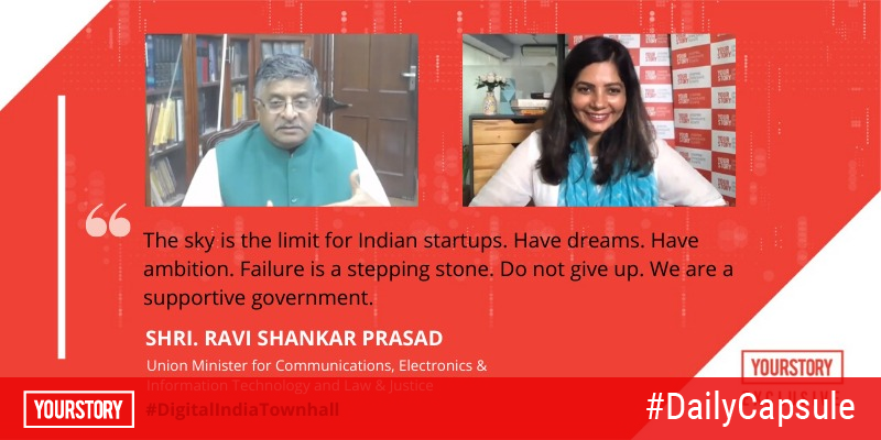 At YourStory's exclusive Digital India Townhall, Ravi Shankar Prasad lauds startups