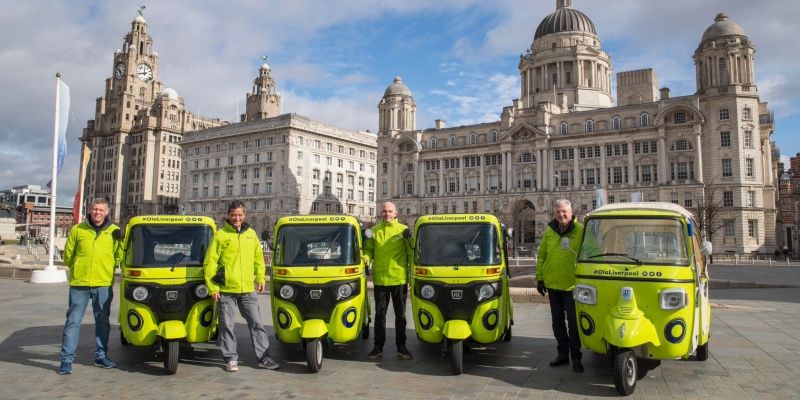 Ola e-rickshaws are all over Liverpool, but the British will need to wait before they actually can hail one