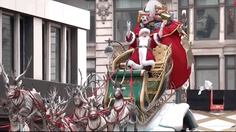 Santa with his team of reindeers
