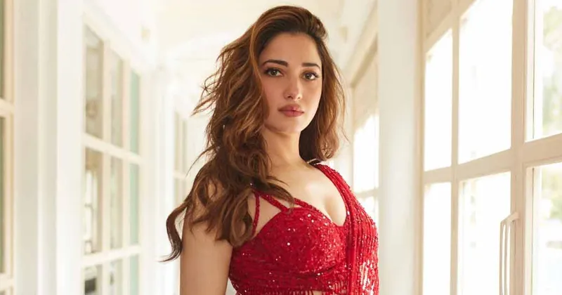 tamannah bhatia in a red saree