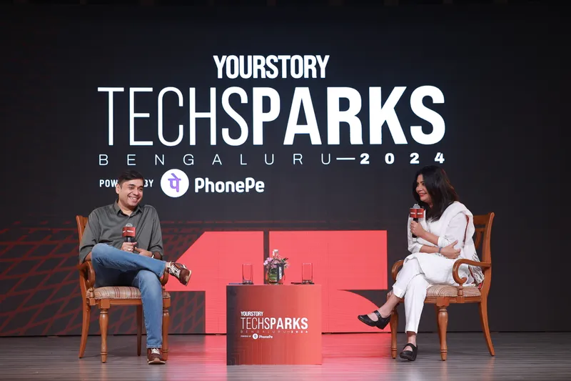 Naveen Tewari, Founder and CEO of InMobi; Shradha Sharma, Founder and CEO of YourStory.