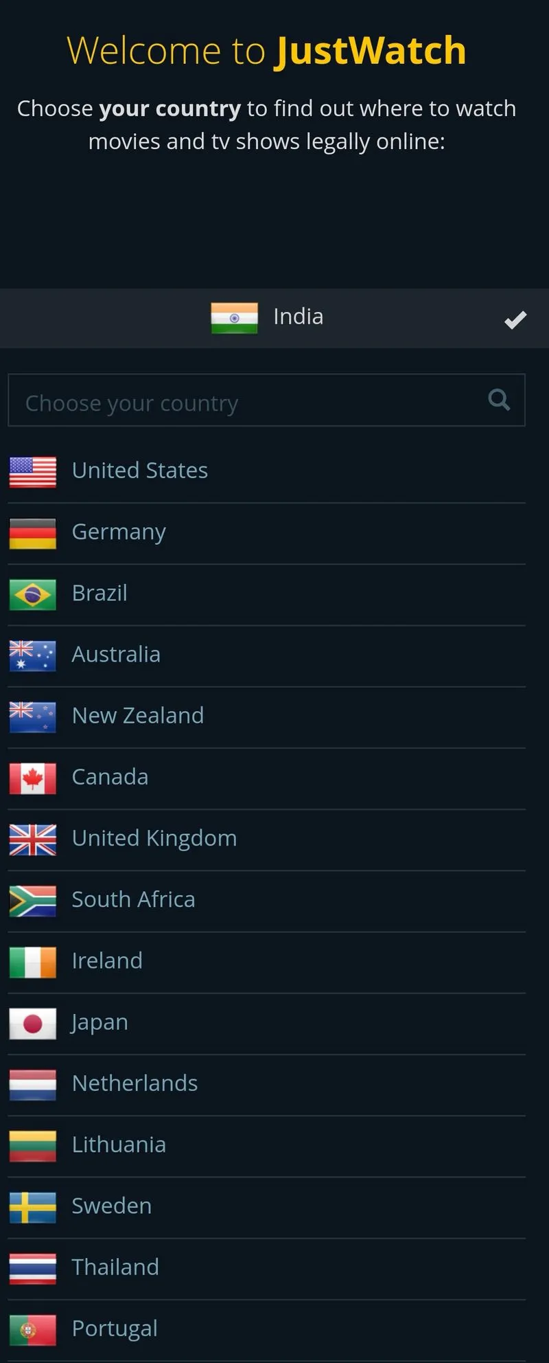 JustWatch app