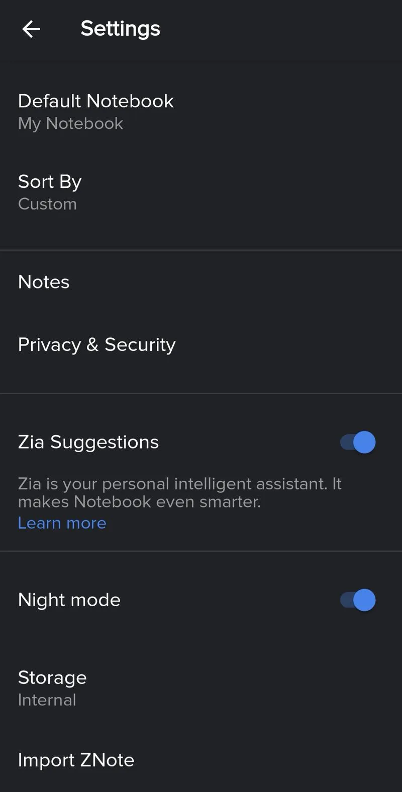 Zoho Notebook