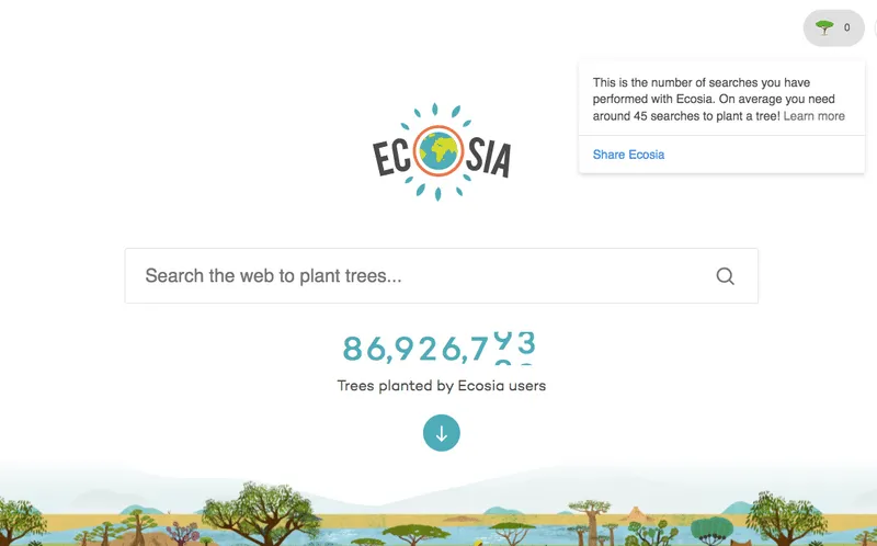Ecosia webpage