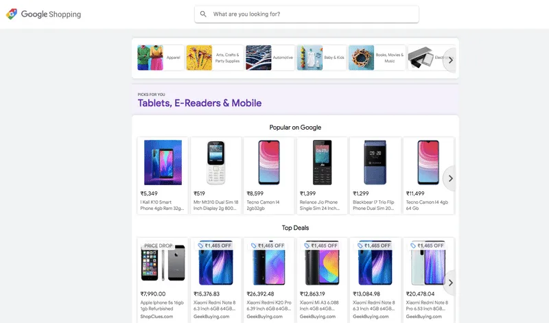 Google Shopping Tab