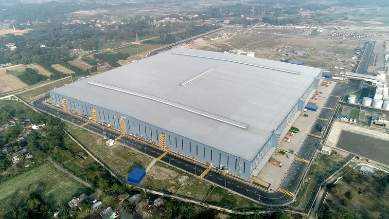 Aerial view of Flipkart's largest fulfillment center at Haringhata, West Bengal