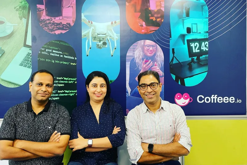 Coffeee.io Co-founders L:R - Ankit Mittal (CTO) Neha Sharma (CSO) and Amit Veer (CEO)