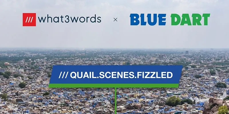 what 3 words and blue dart