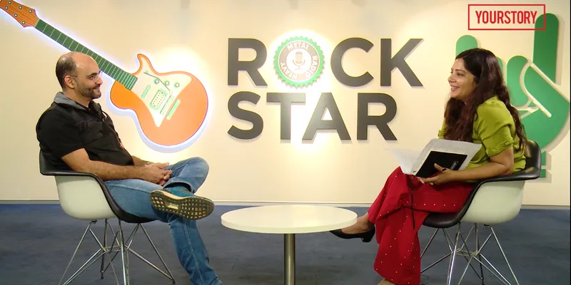 YourStory Founder & CEO Shradha Sharma (right) in conversation with Sameer Nigam (left)
