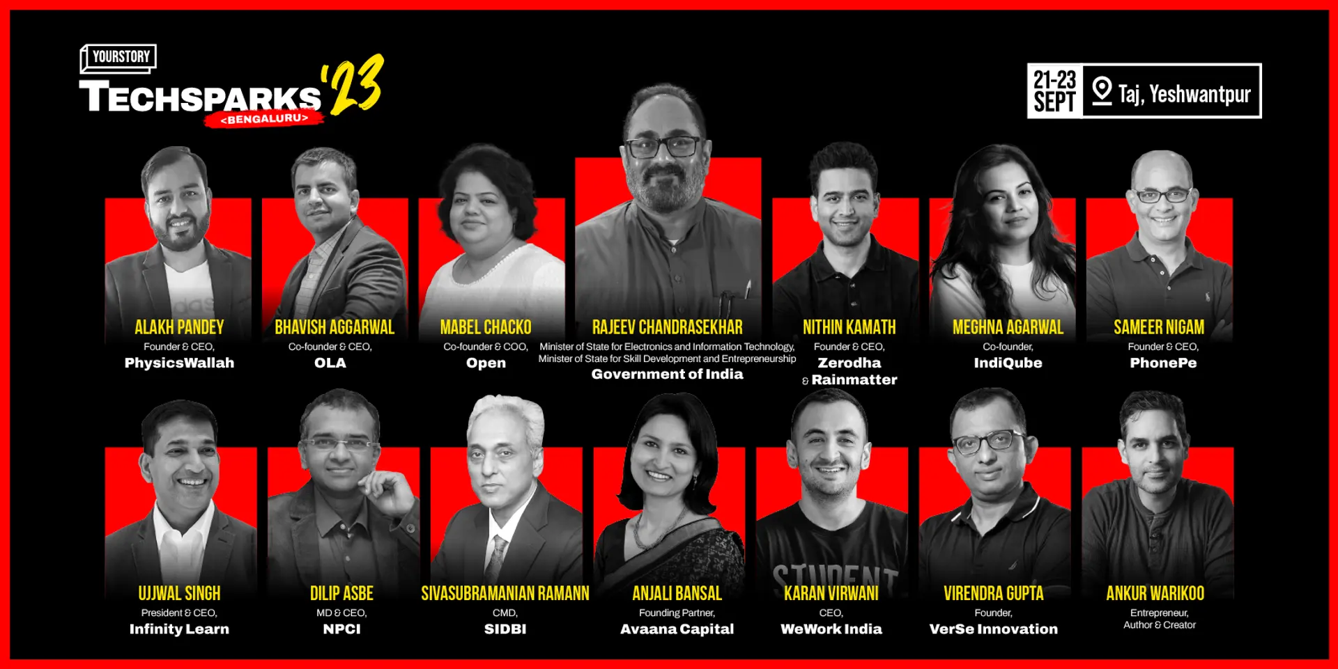 Rajeev Chandrasekhar, Bhavish Aggarwal, and Sameer Nigam join the spectacular speaker lineup for TechSparks Bengaluru