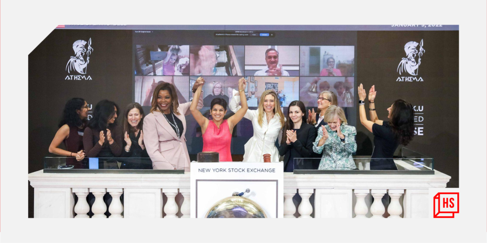 The all-women and immigrant team at Athena SPACs rings the bell at NYSE