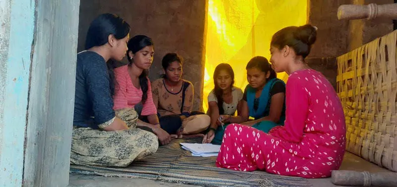 Manju Patra educating the girls