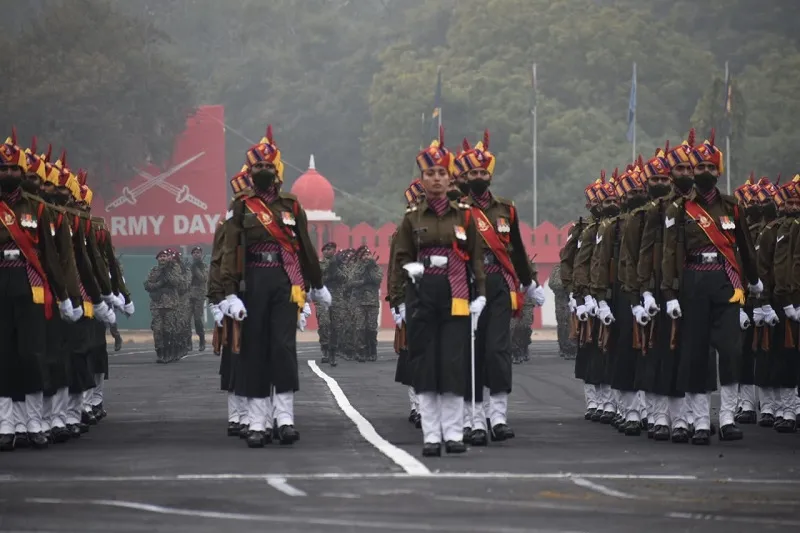 Lt Manisha leading the all-male contingent in the Army Day parade