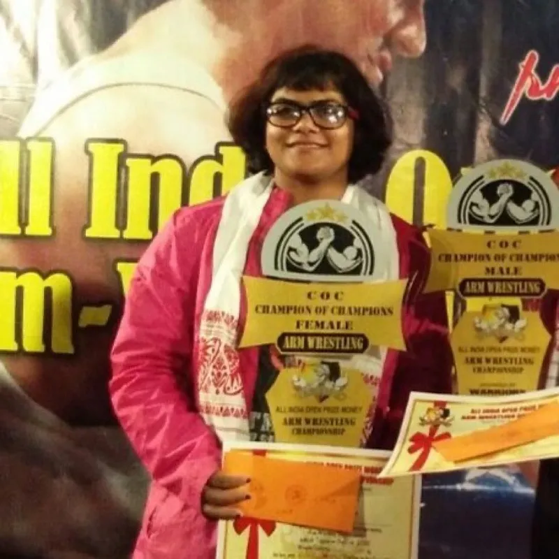 Chetna won the National Championship in Chhattisgarh and Champion of Champions Miss India Arm Wrestling.