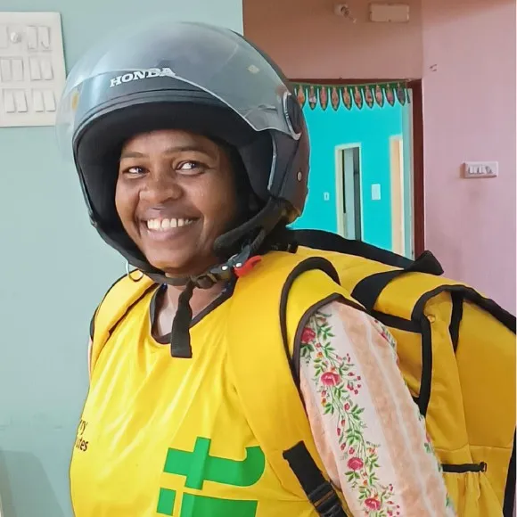 Chennai's Sivagami used to do odd jobs and tailoring to sustain as a single mom. After joining Women with Wheels programme, she has become more confident and is able to run the house more comfortably.