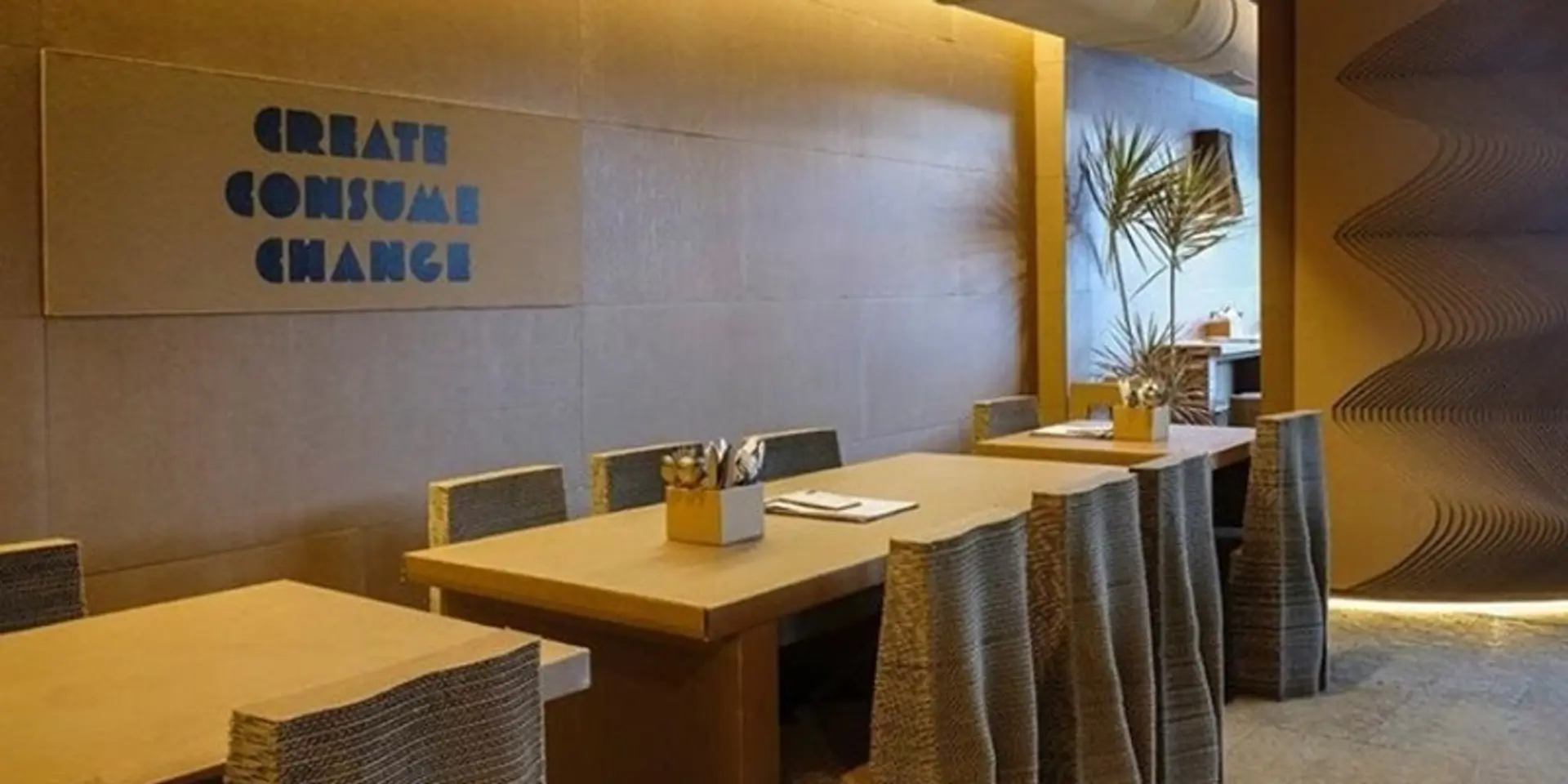 Built using recycled cardboard, this Mumbai café is taking sustainability to the next level
