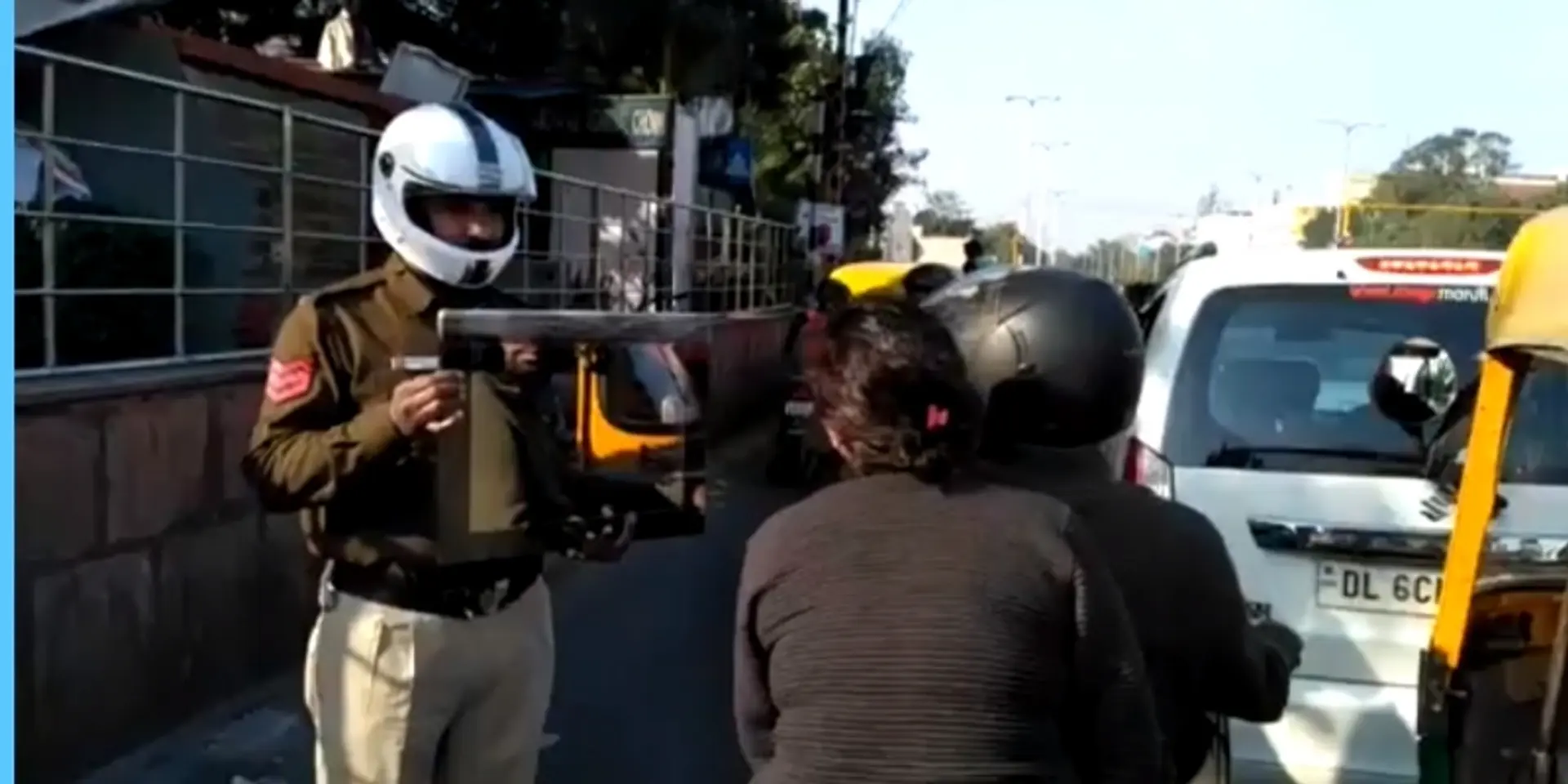 Delhi Traffic Police shows mirror to riders without helmets, gets applauded by the internet