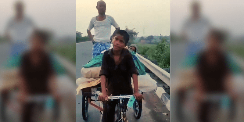An 11-year-old boy cycles 600 km to take his injured parents back to their village
