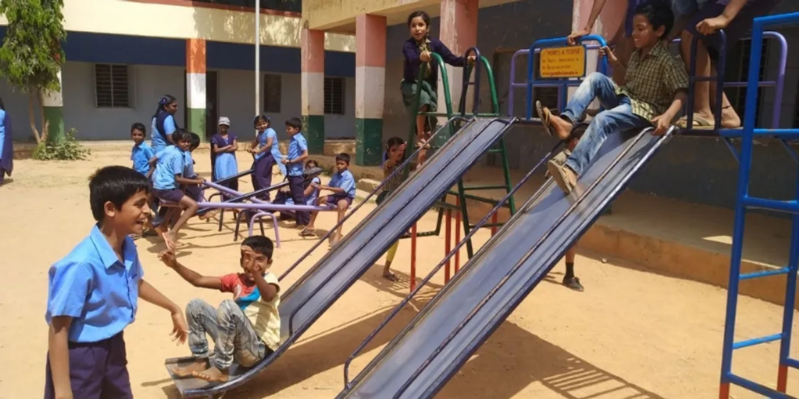 children playing at school playground