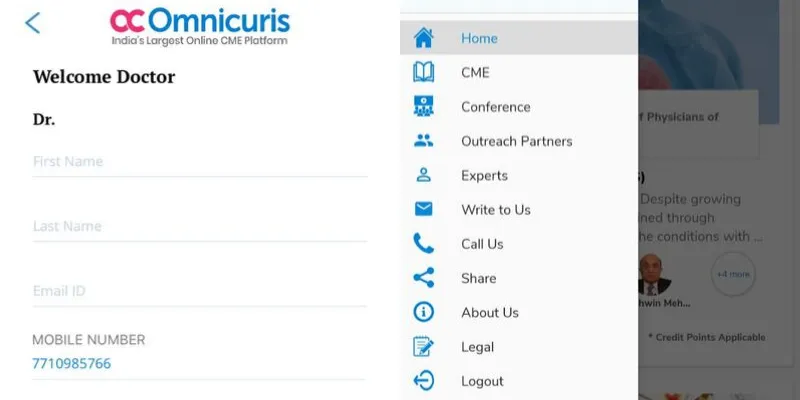 Interface of Omnicuris app