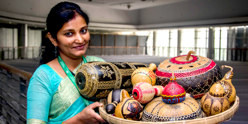 Meet the woman who is teaching rural folk create art from bottle gourds
