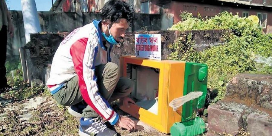 Assam-based youth creates shelter for dogs from old TV sets