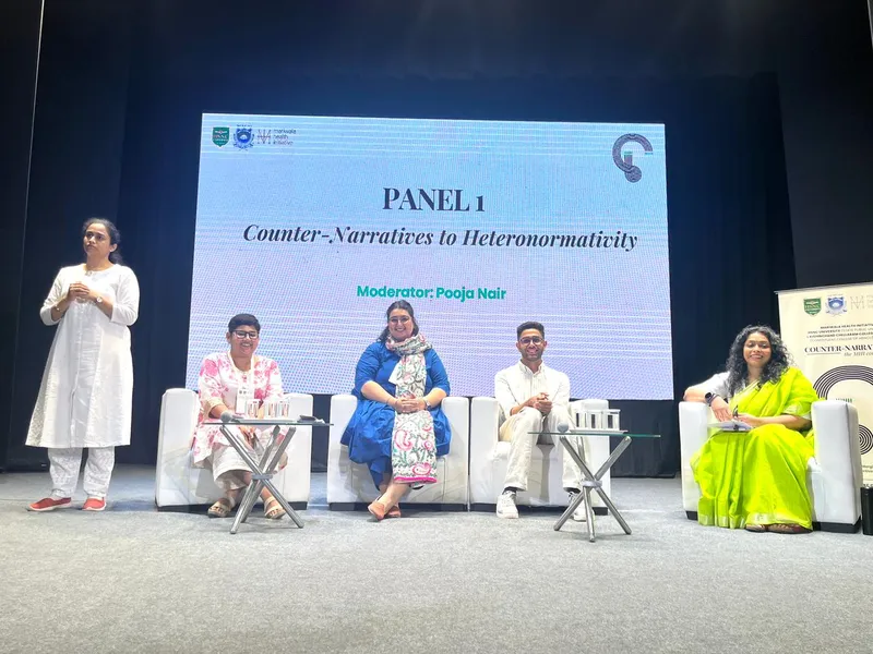 (l-r) Mrittika Chatterjee, Grishma Ashar, Siddharth Trigunayat and Pooja Nair at a conference on navigating life and relationships as queer persons. 