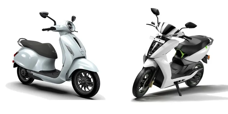 Bajaj Chetak vs Ather 450 front three quarter