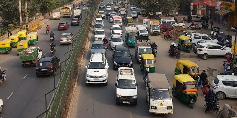 A busy street in New Delhi