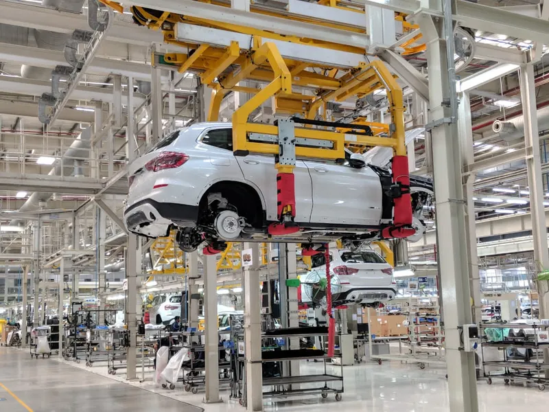 Car being manufactured
