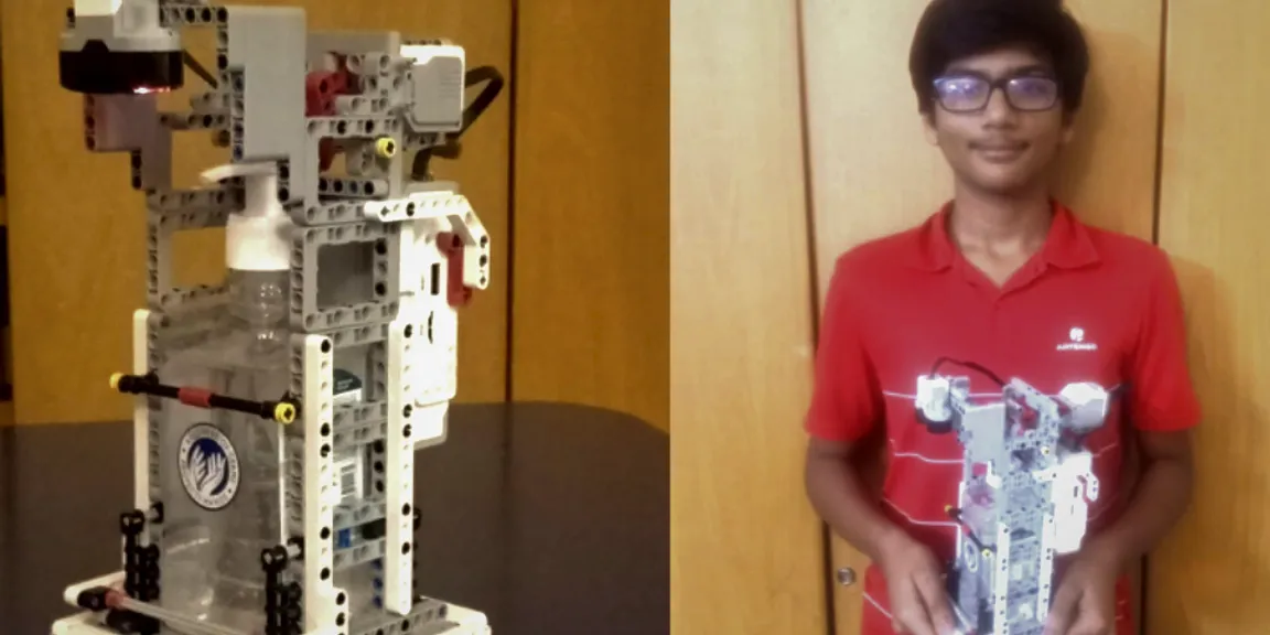 Meet 14-year-old Krishn Gupta who built a ‘No-Touch  Hand Sanitiser Dispenser’ from scratch using Lego Mindstorm

