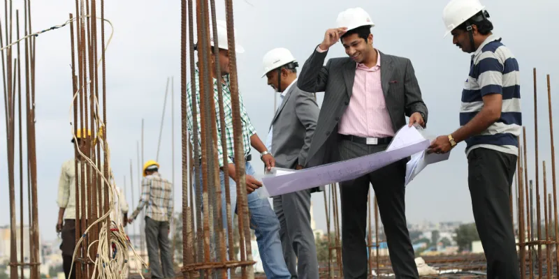 Sharath at the construction site