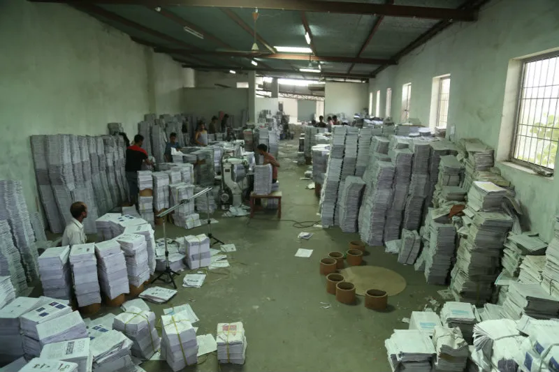 Books being sorted after printing