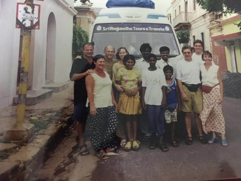 ‍Renuka with a group of tourist.