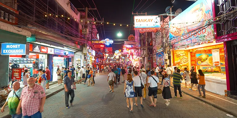 Pattaya's Walking Street is crowded at night