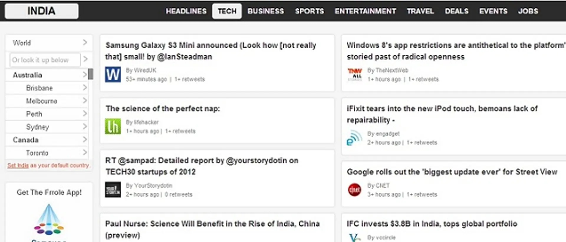 A Small 'India Only Techmeme' for Users; Frrole Adds Tech and Business Streams