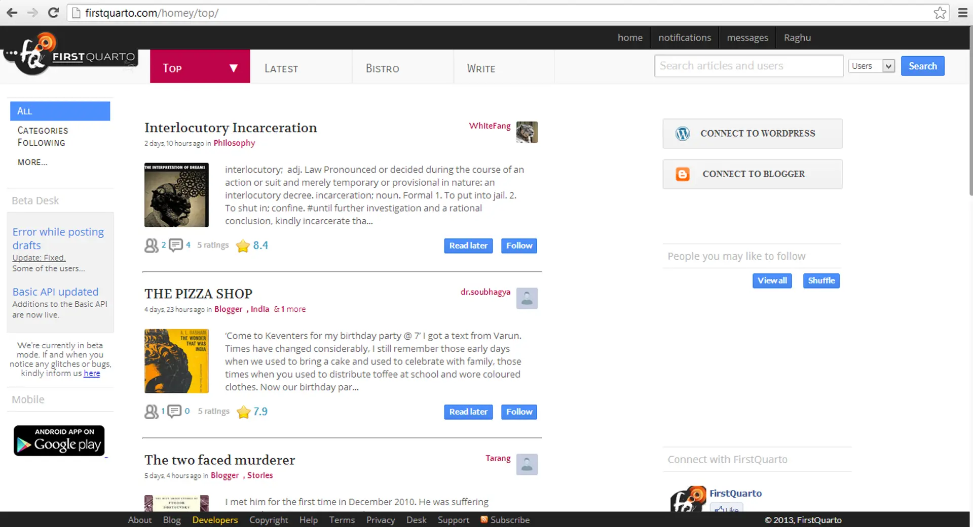 FirstQuarto - An alternative blogging platform; Will you use it?