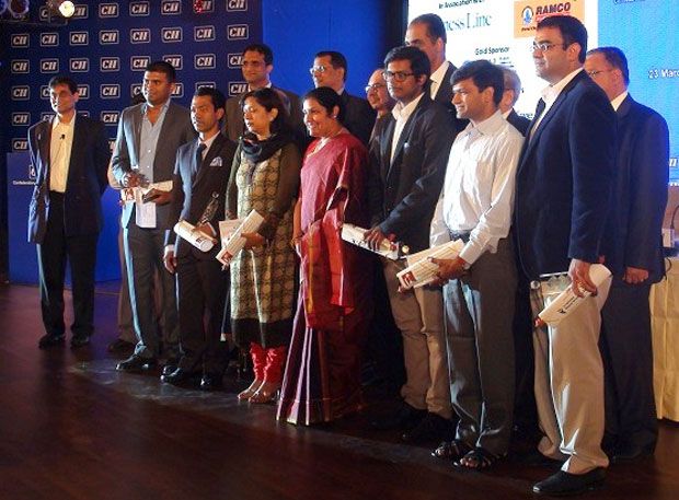 Winners of the CII Southern Regional Emerging Entrepreneur Awards 2012