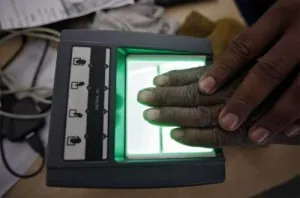 Finger print reader for Aadhar verification. Image from: Rediff.com