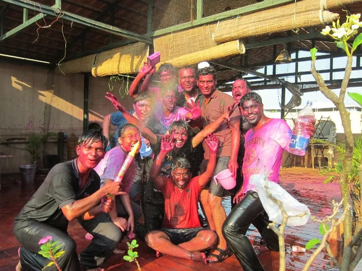 Babajob team celebrating Holi