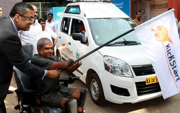 Karnataka Disability Commissioner K S Rajanna and MphasiS CEO Ganesh Ayyar during the launch