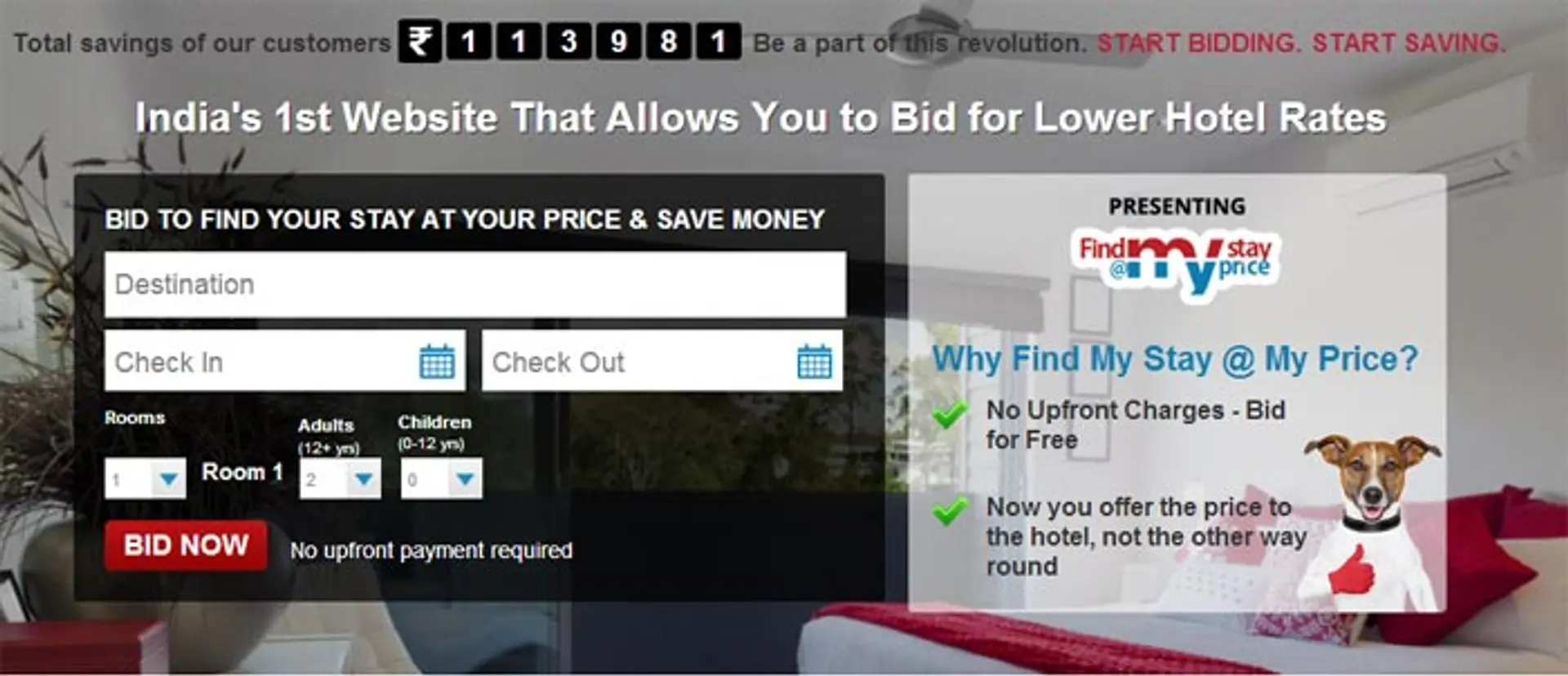 Now book hotel rooms at your price with Findmystay